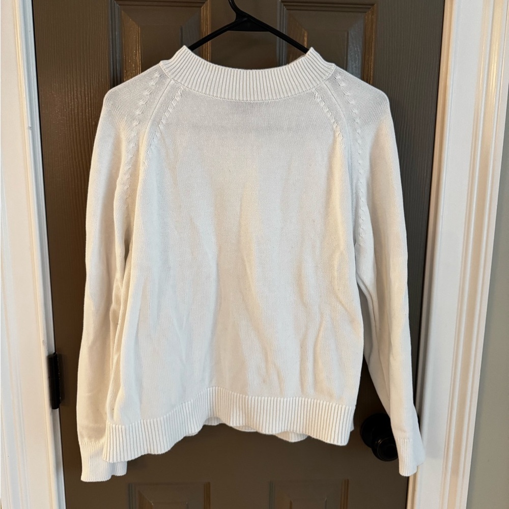 Quince Women's Mock Neck Sweater Ivory - Picture 2 of 4